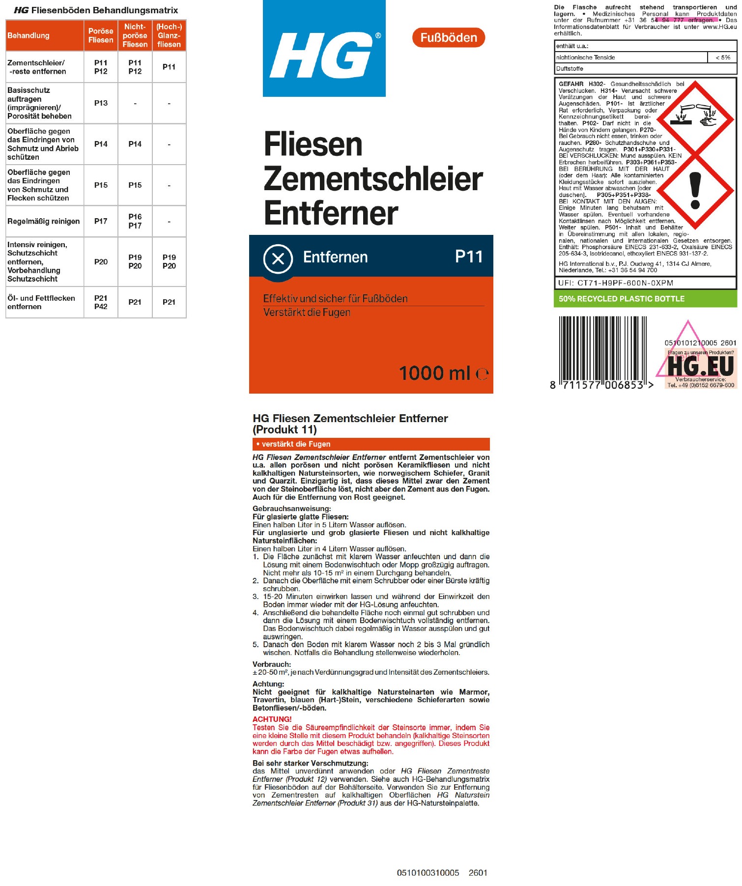Etikett: HG Fliesen Zementschleier Entferner