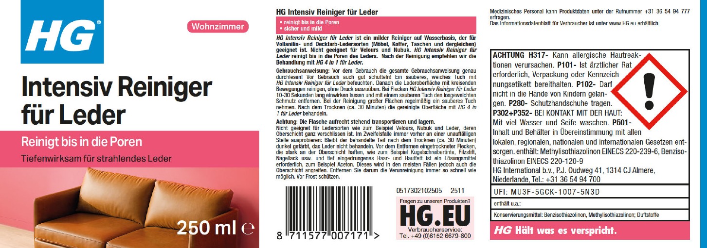 Etikett: HG Intensiv Reiniger für Leder