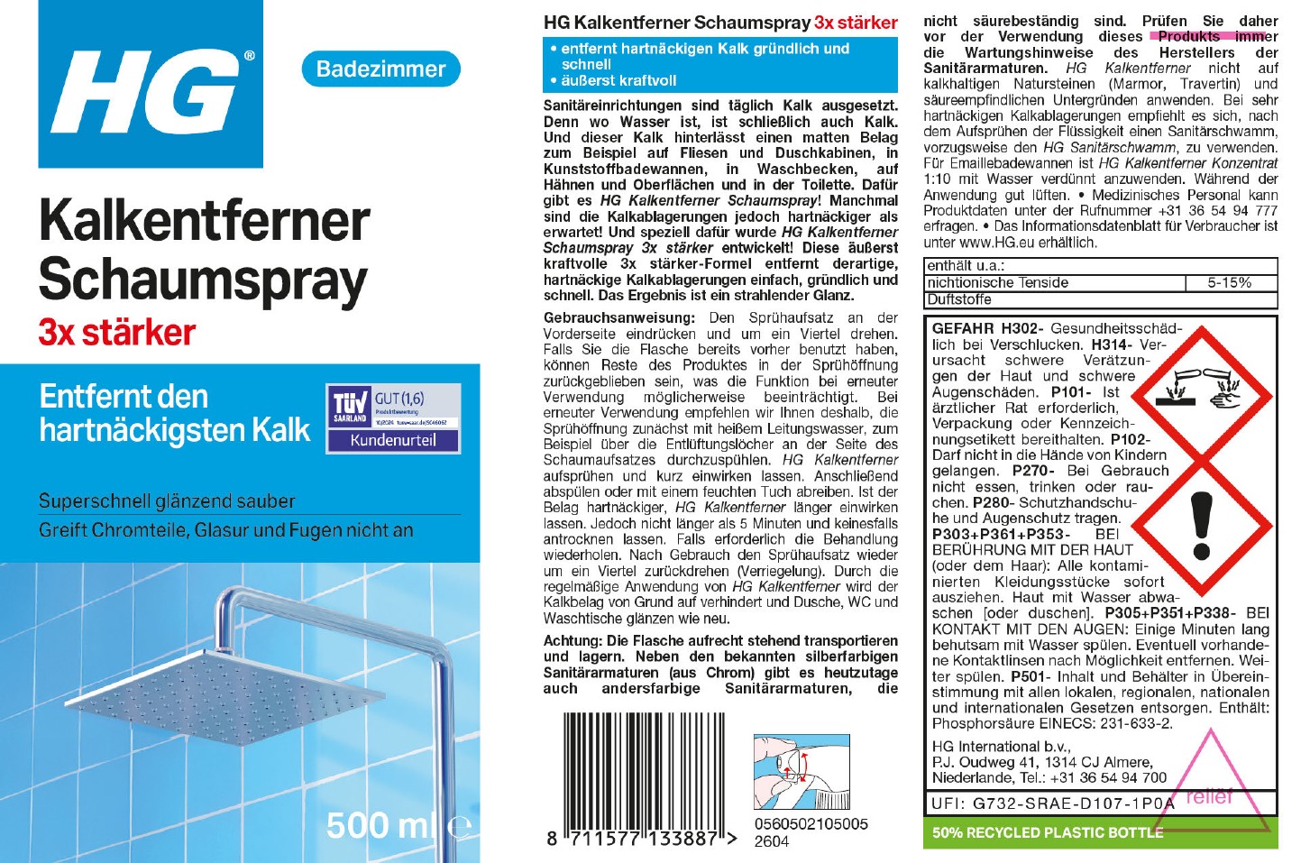 Etikett: HG Kalkweg Schaumspray 3x stärker
